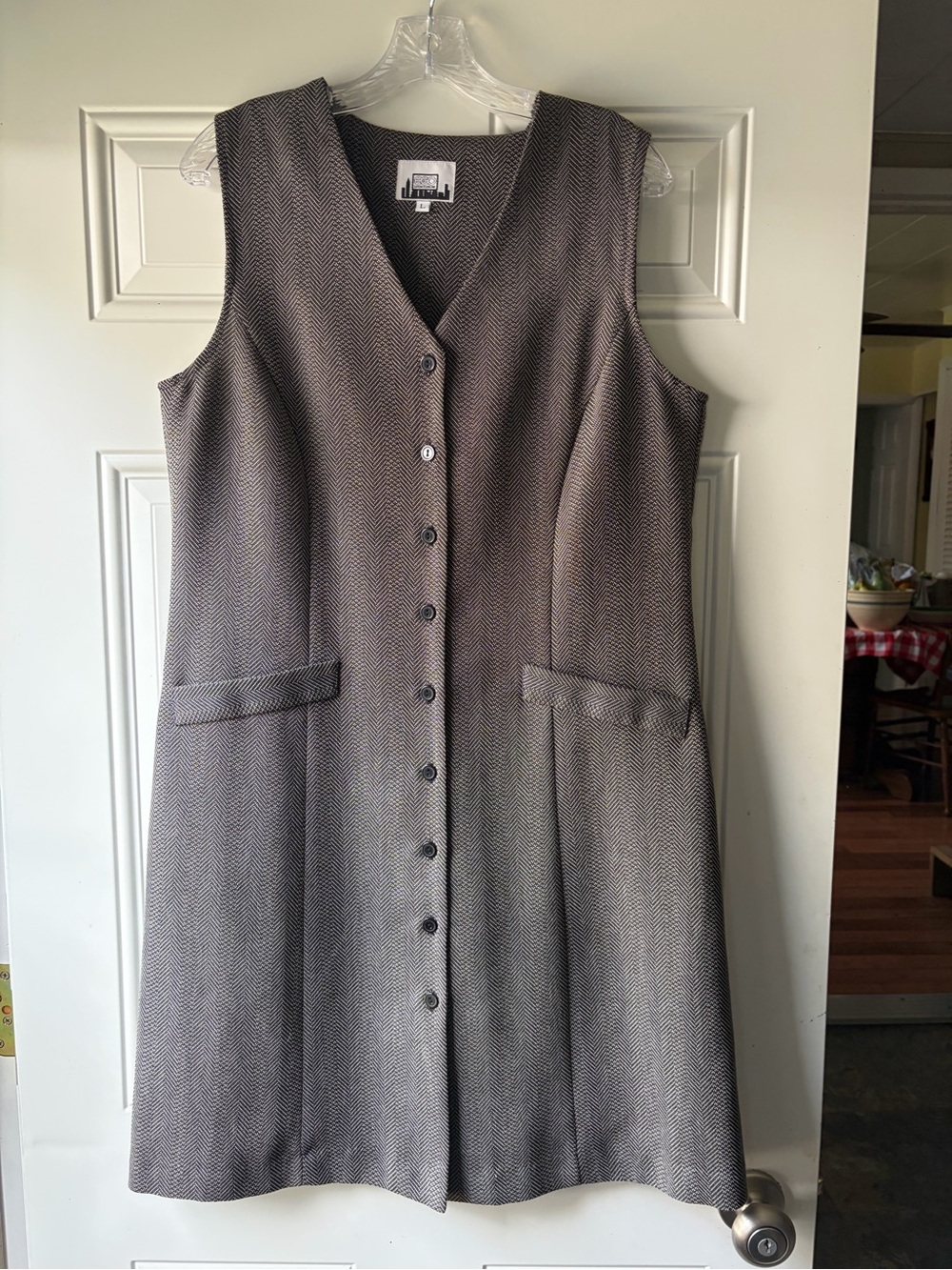 EGO Women’s Vintage Lightweight Herringbone Button-Front Sleeveless Sport Dress